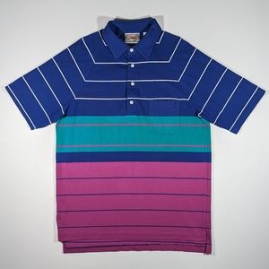 Vintage 80s Club Run Sport Casual Button Down Large Pocket Shirt Single Stitch